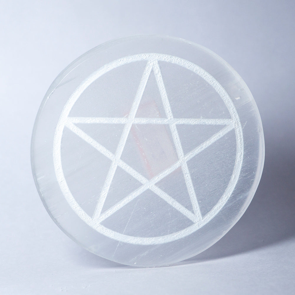 Pentagram Selenite Crystal Slab