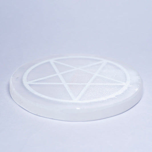 Pentagram Selenite Crystal Slab