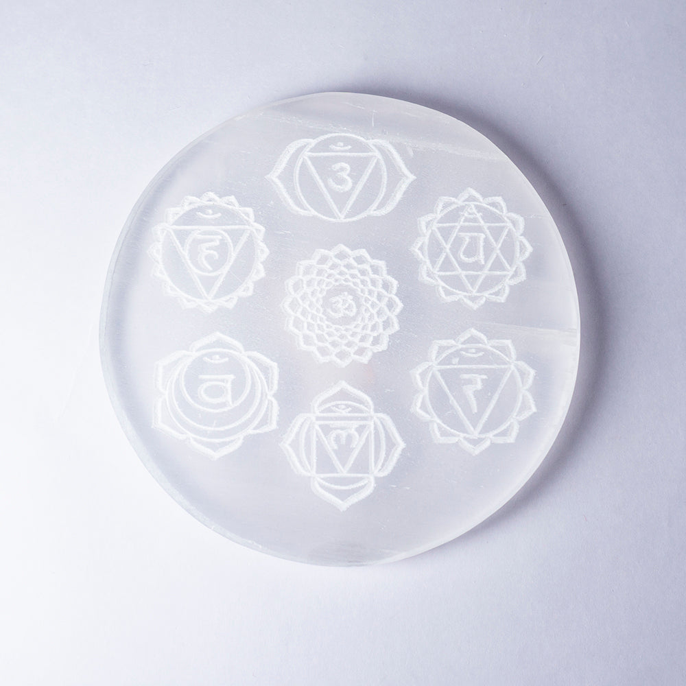 Chakra Selenite Crystal Slab