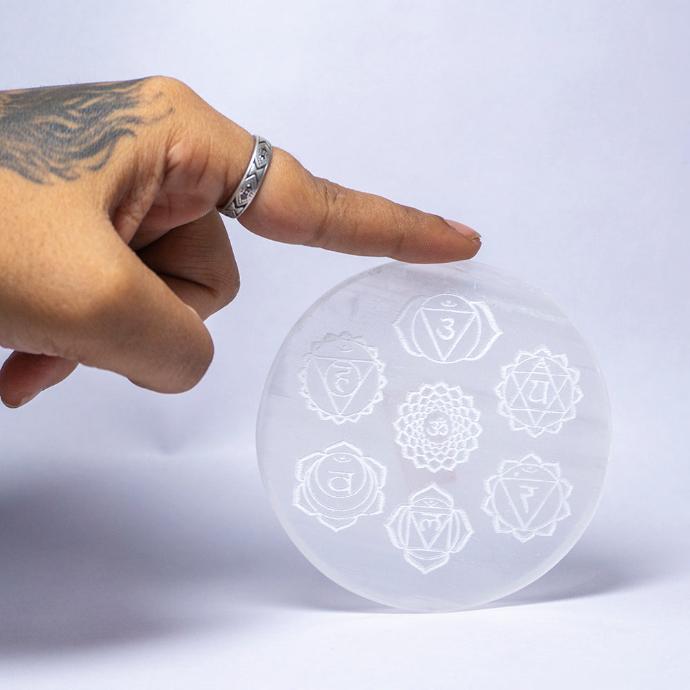 Chakra Selenite Crystal Slab