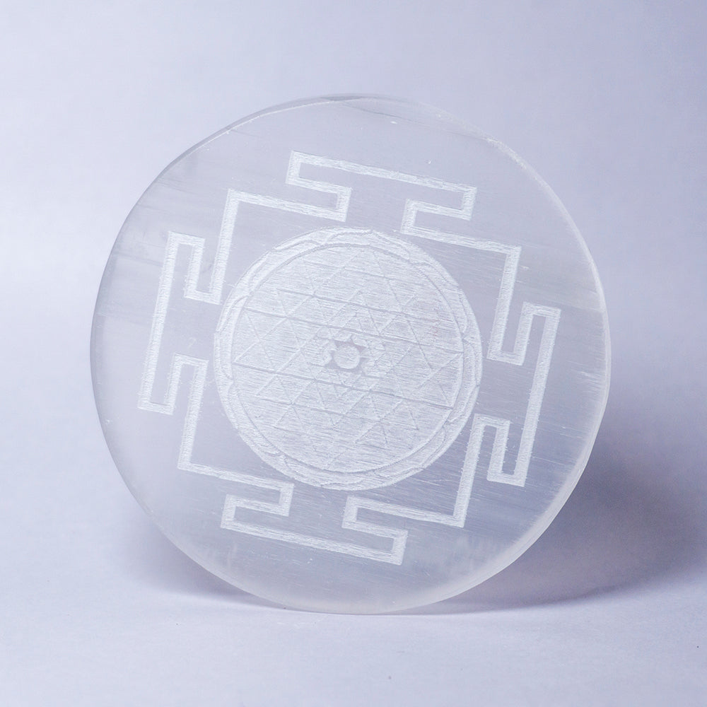 Shri Yantra Selenite Crystal Slab