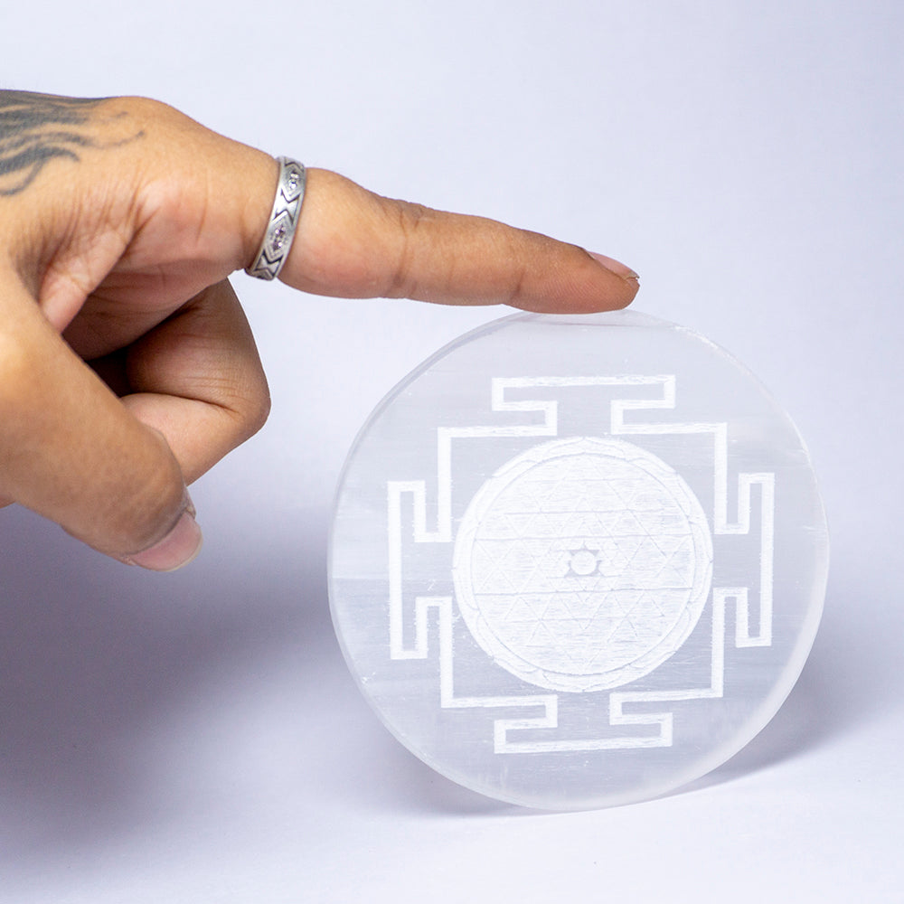 Shri Yantra Selenite Crystal Slab