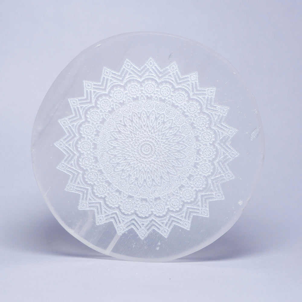 Mandala Selenite Crystal Slab