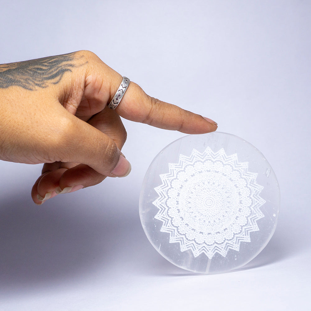 Mandala Selenite Crystal Slab