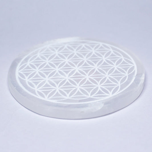 Flower Of Life Selenite Crystal Slab