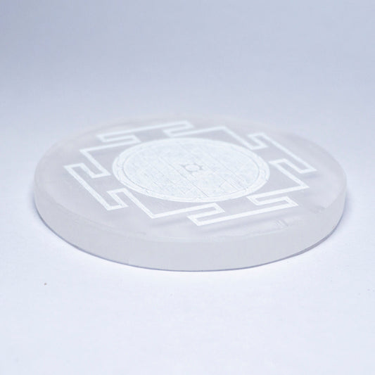 Shri Yantra Selenite Crystal Slab