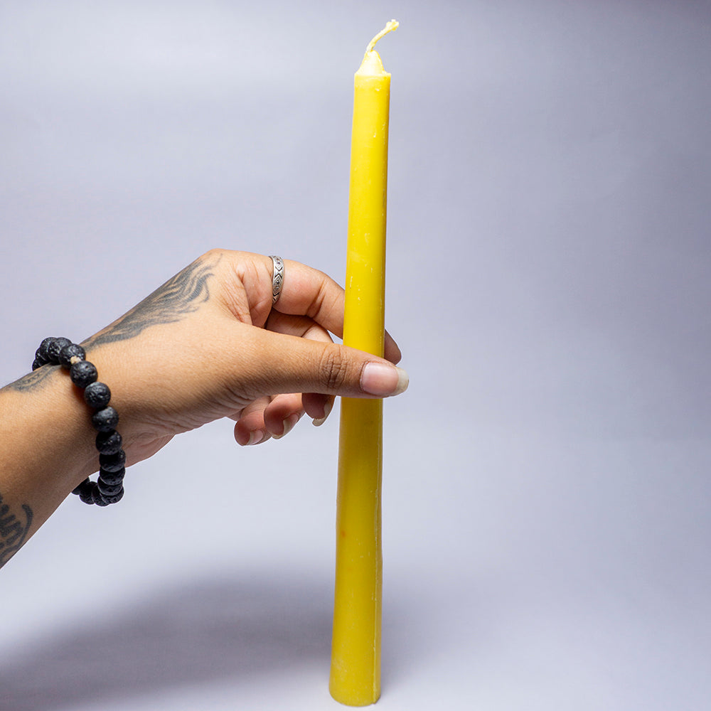Pack of 3 - Long Simple Yellow Candle Daily Ritual Candle/Altar Candle