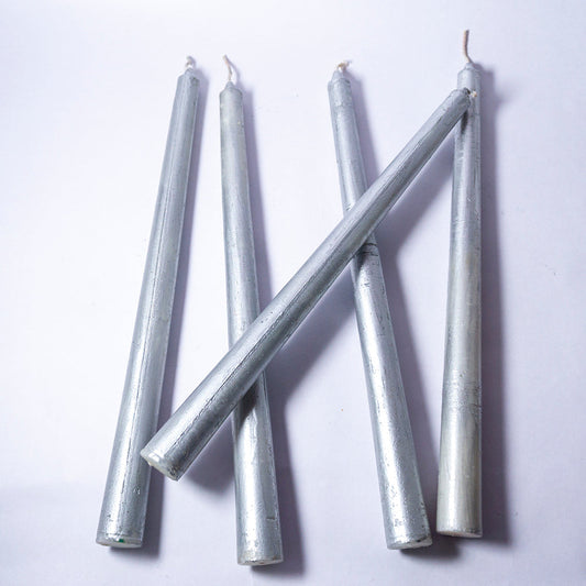 Pack of 3 - Long Simple Silver Candle Daily Ritual Candle/Altar Candle