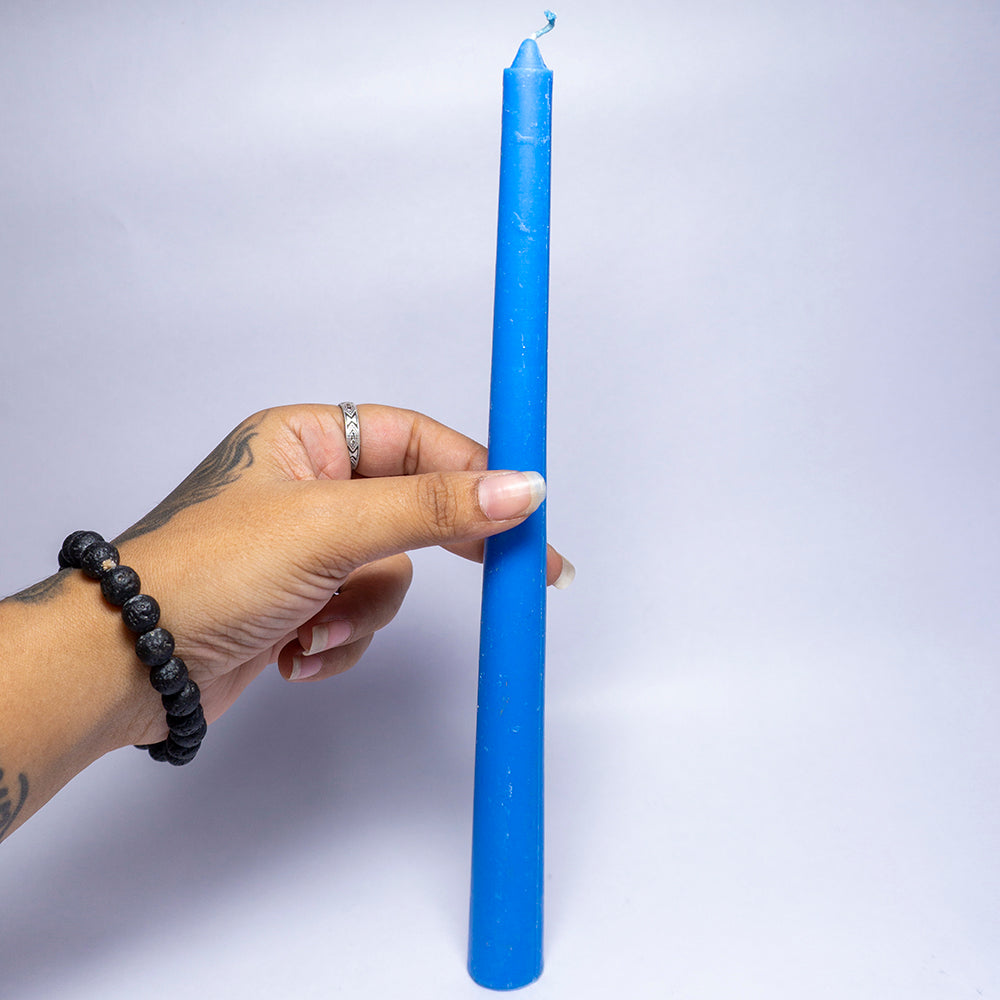Pack of 3 - Long Simple Blue Candle Daily Ritual Candle/Altar Candle