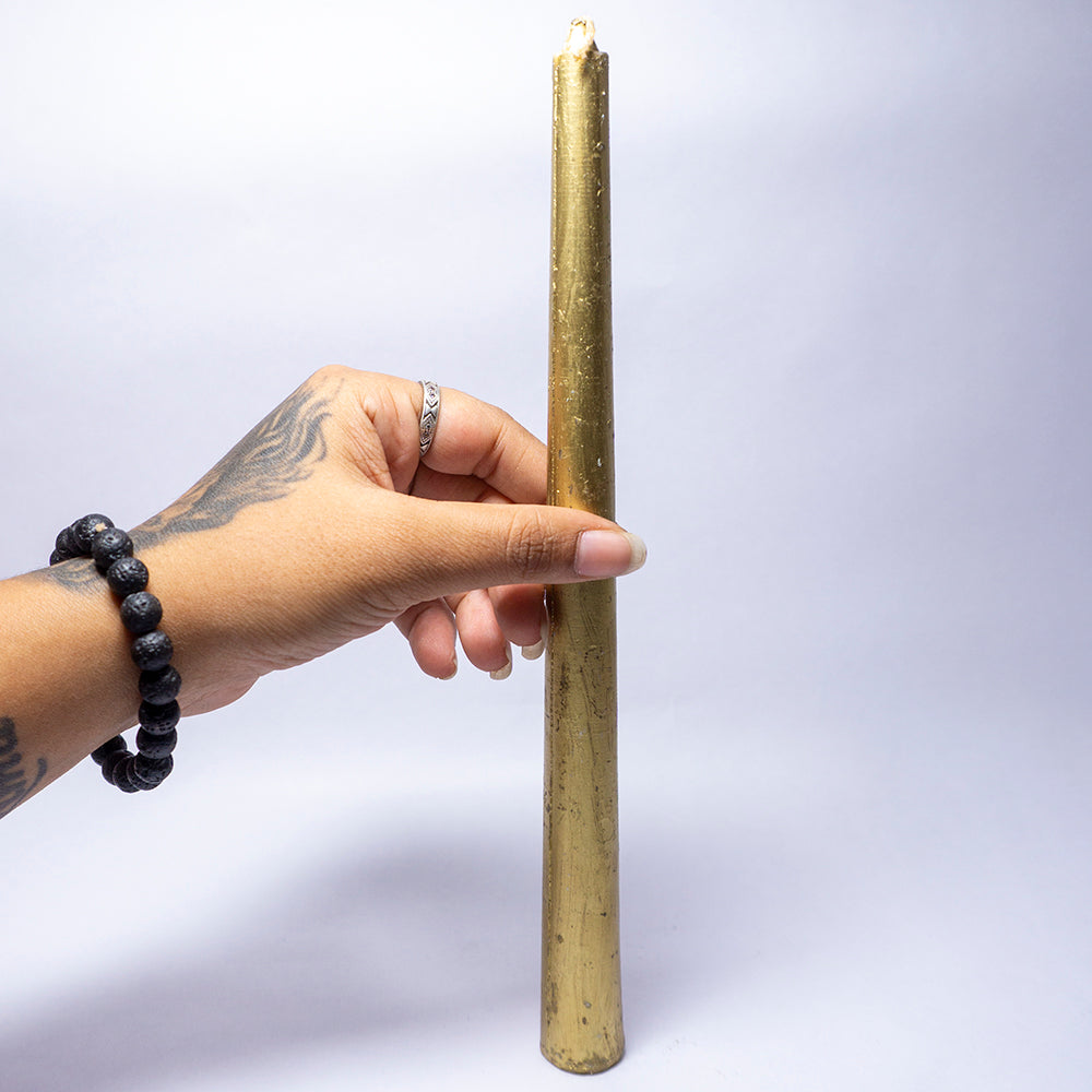 Pack of 3 - Long Simple Golden Candle Daily Ritual Candle/Altar Candle