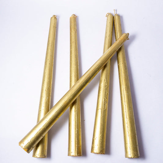 Pack of 3 - Long Simple Golden Candle Daily Ritual Candle/Altar Candle