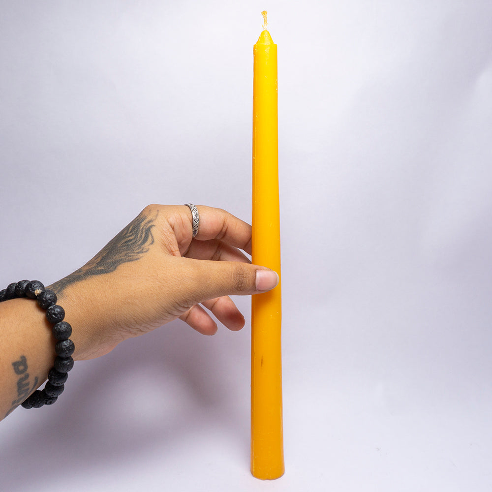 Pack of 3 - Long Simple Dark Yellow Candle Daily Ritual Candle/Altar Candle