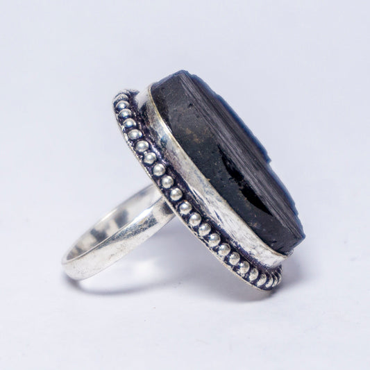 Black Tourmaline Crystal Ring