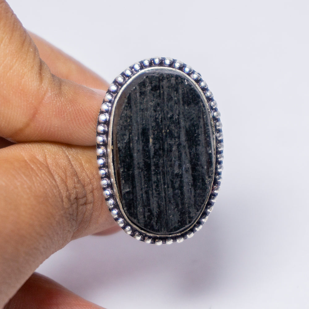 Black Tourmaline Crystal Ring