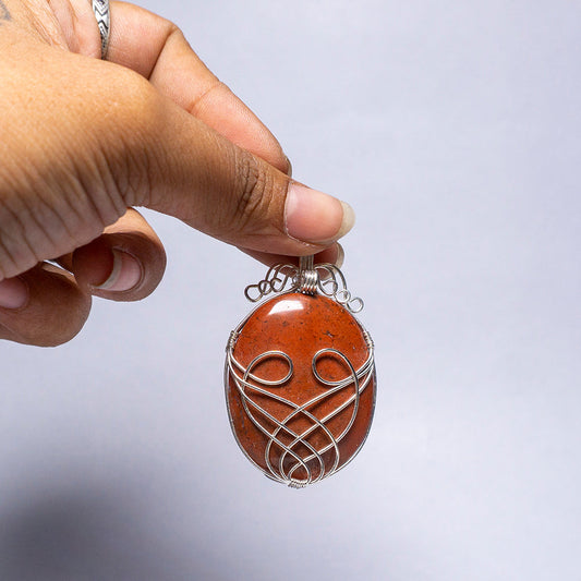 Red Jasper Crystal Oval Pendant