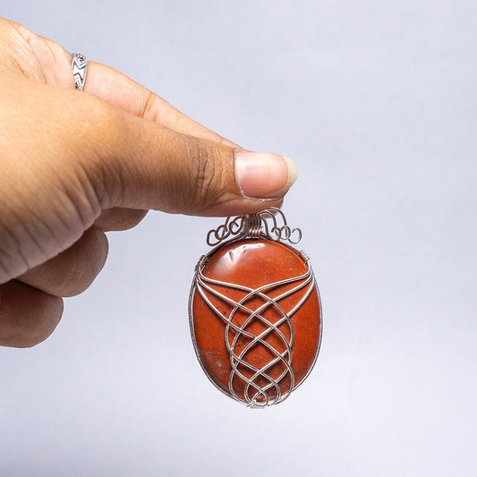 Red Jasper Crystal Oval Pendant