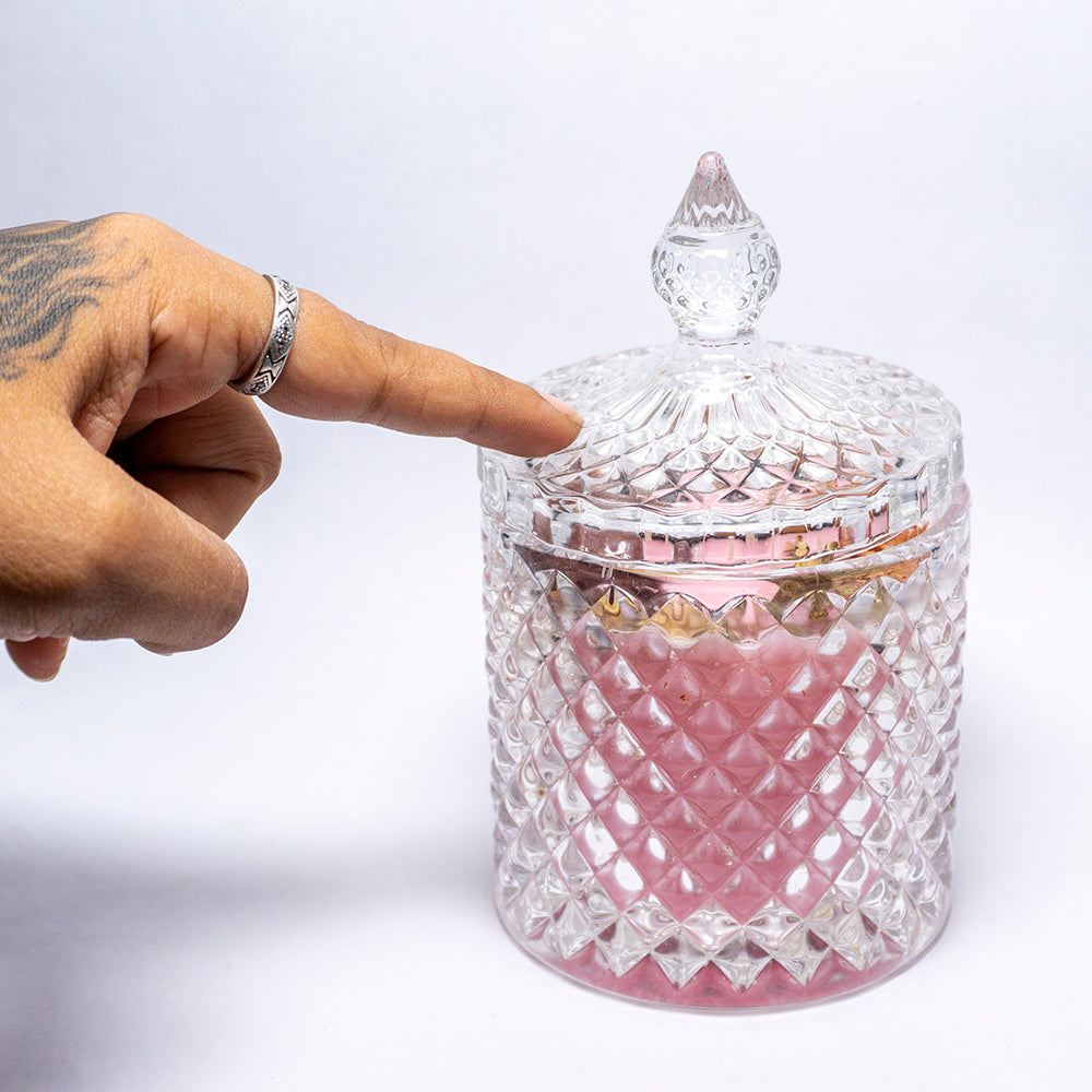 Heart Healer With Strawberry Quartz Intention Candle/Altar Candle/Ritual Candle/Spell Candle