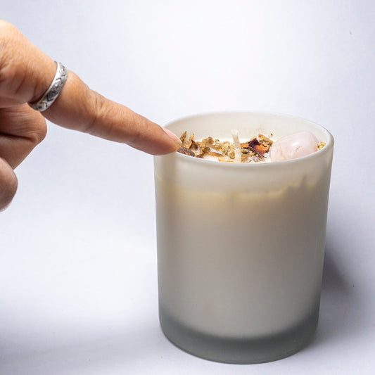 Love Spell With Strawberry Quartz Intention Candle/Altar Candle/Ritual Candle