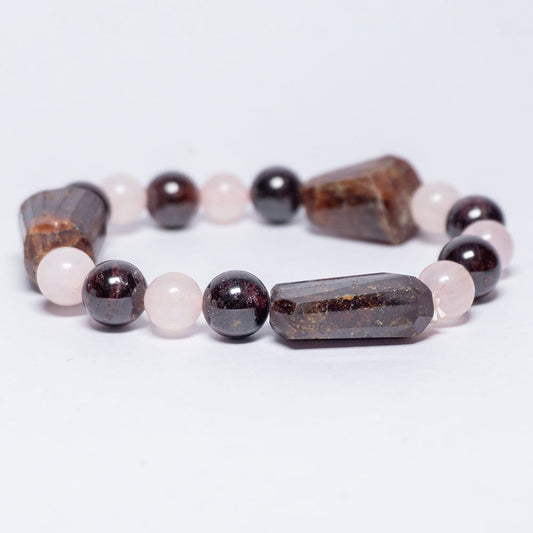 Era Of Divine Love , Power And Growth , Relationships And Harmony , Reconciliation And Joy Intention Bracelet (Garnet Crystal,Rose Quartz Crystal)