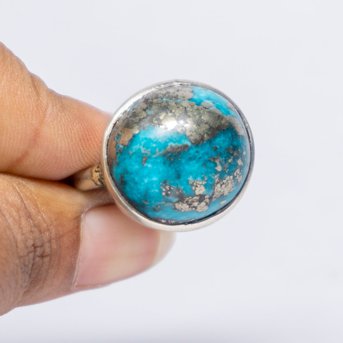 Turquoise Crystal Ring In Sterling Silver