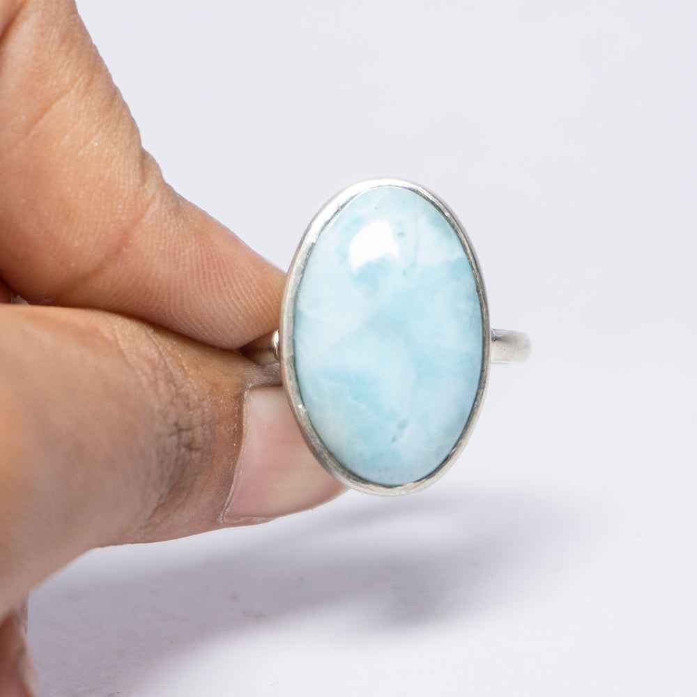 Larimar Crystal Ring In Sterling Silver