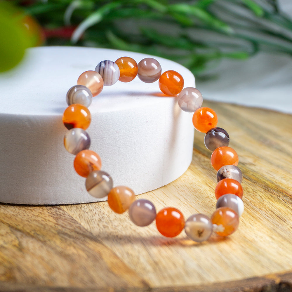 New Beginnings , Business Growth , Success , Security , Motivation Intention Bracelet (Bostwana Agate Crystal,Citrine Crystal)