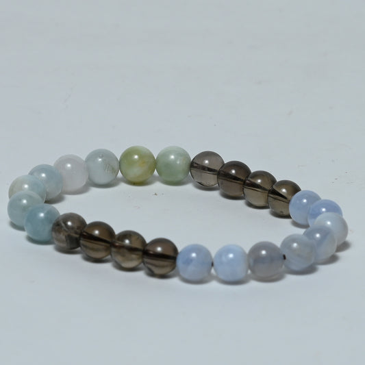Real Aquamarine smokey quarts blue lace Crystal and Stone Combination Bracelet Jewellery 8mm -
Communication, success, fame , burst of self confidence, focus and determination !