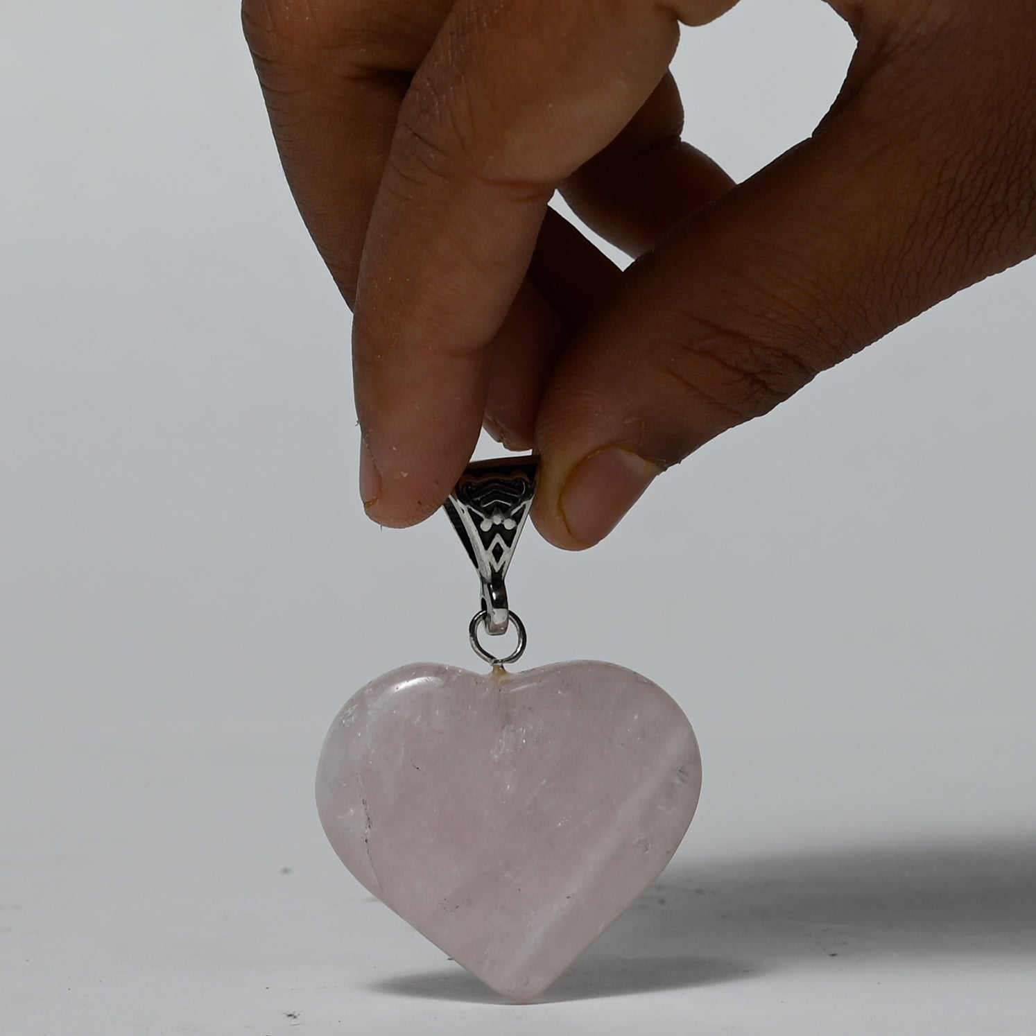 Real Rose Quartz Crystal and Stone Necklace Heart Shaped Pendant Jewellery
