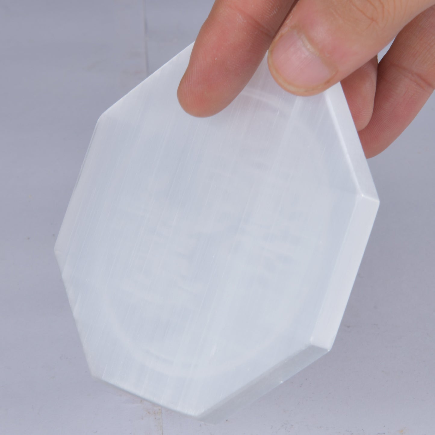 Real Octagon Yin Yang Tree of Flower Sign Selenite slab
