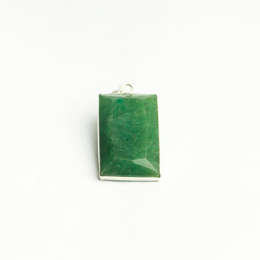 Real Green Aventurine Silver Pendant