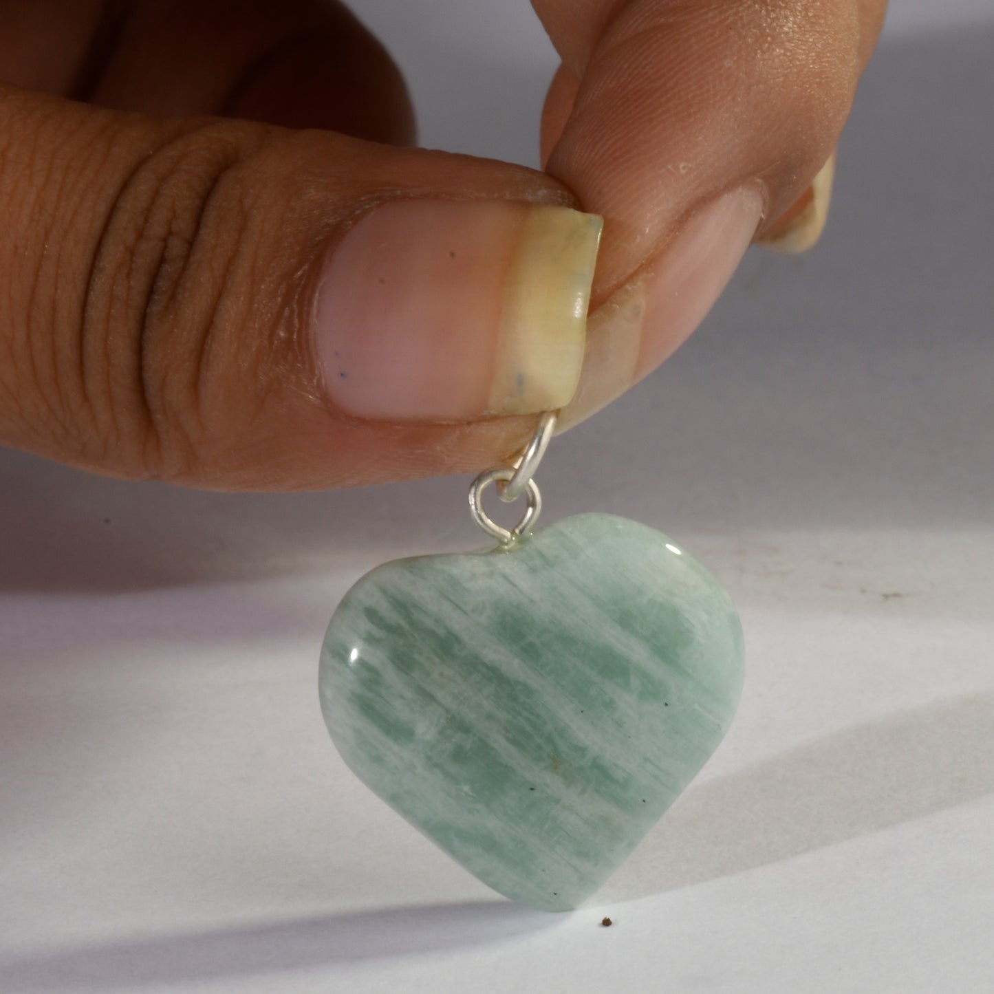 Real Amazonite Mini Crystal and Stone Necklace Heart Shaped Pendant Jewellery