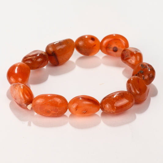 Real Orange Carnelian Crystal and Stone Tumble Bracelet Jewellery
