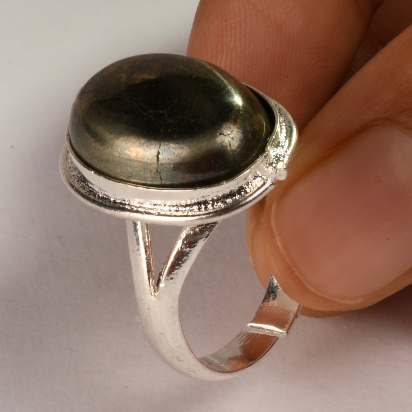 Real Pyrite Crystal and Stone Ring Jewellery