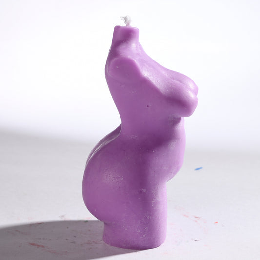 Real Realistic Female Torso Chubby Figure Candle Purple
