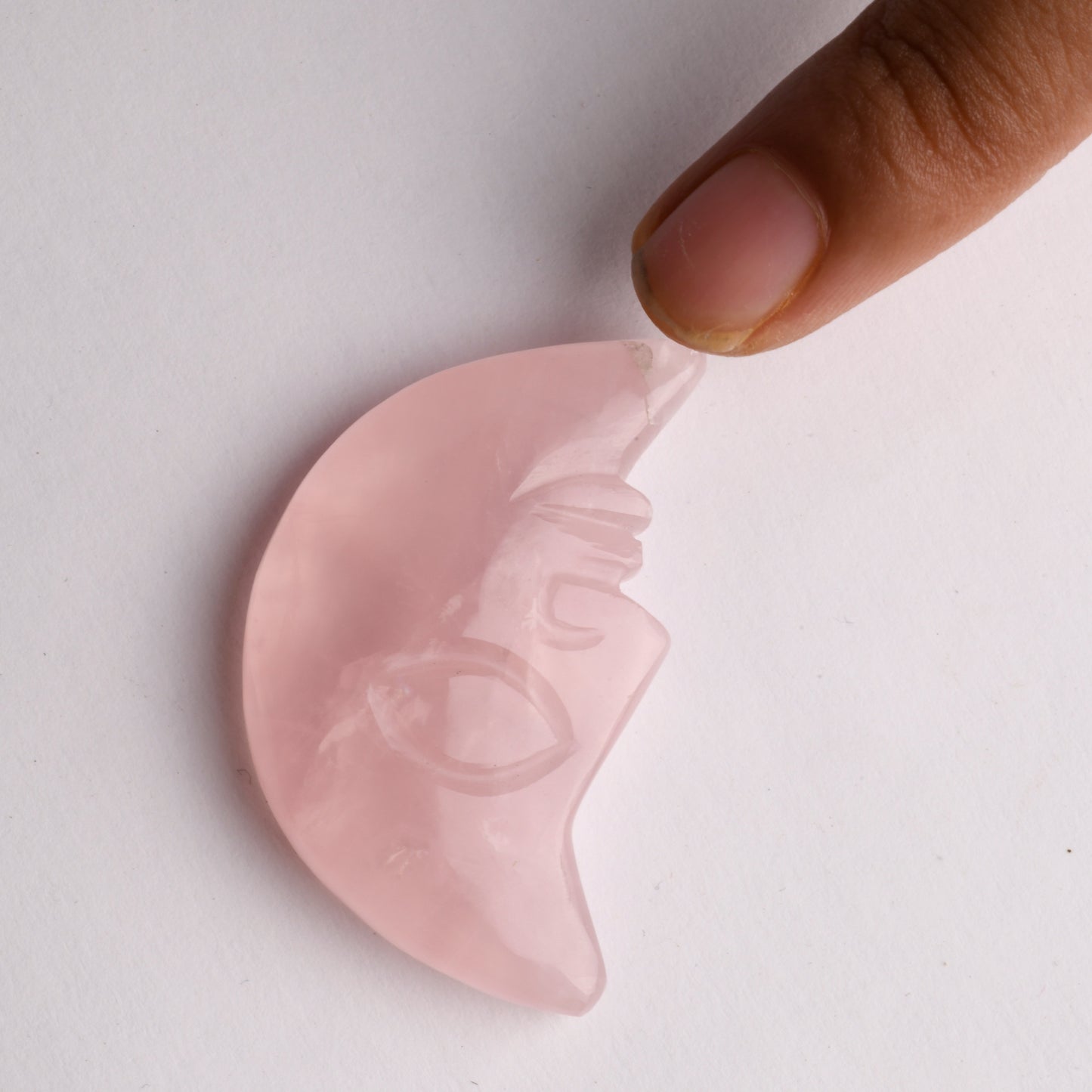 Rose Quartz Crystal In Half Moon Shape