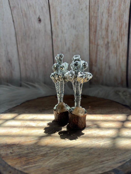 Handcrafted pyrite and citrine crystal tree decorative showpiece for home and office