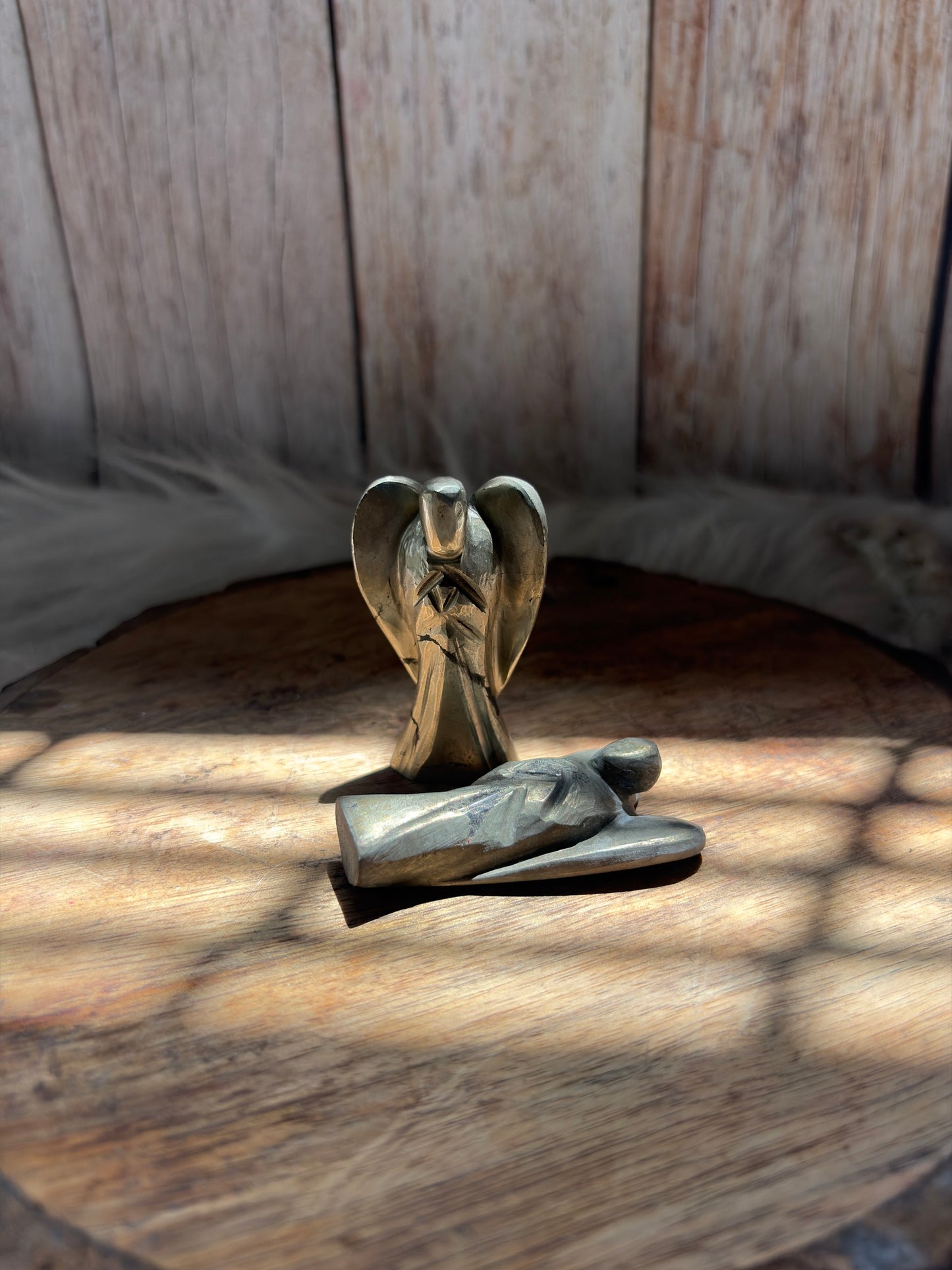 Pyrite crystal angel for wealth protection and positive energy decor