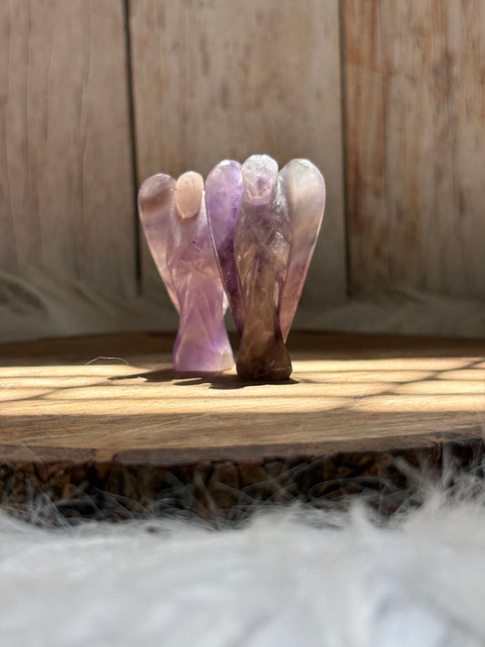 Hand carved amethyst crystal angel figurine for home and altar decor