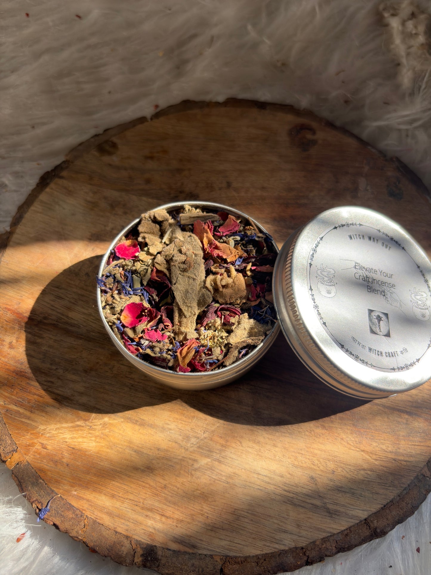 Natural herbal incense blend texture with resins woods and botanical ingredients