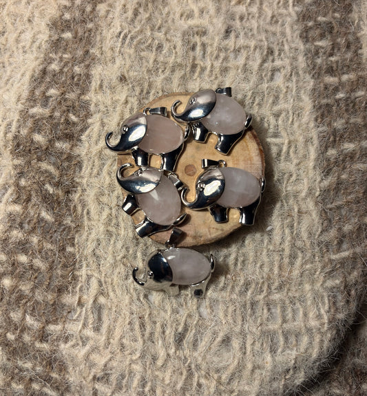 Rose Quartz crystal elephant necklace for love, compassion, and emotional healing