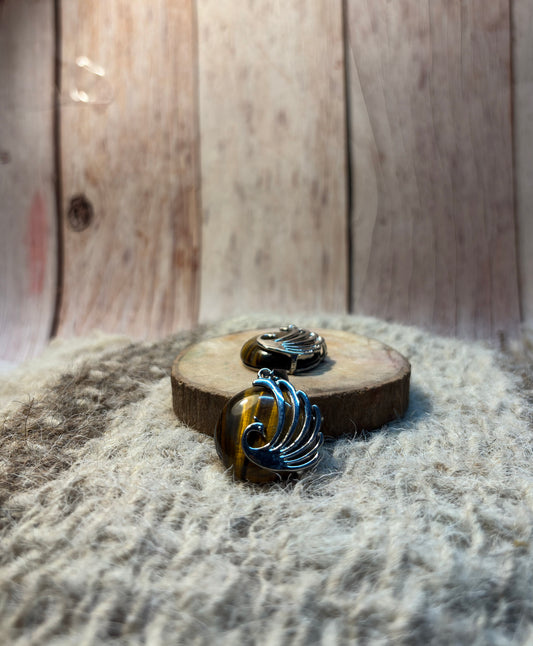 Tiger's Eye crystal peacock necklace for abundance, creativity, and success