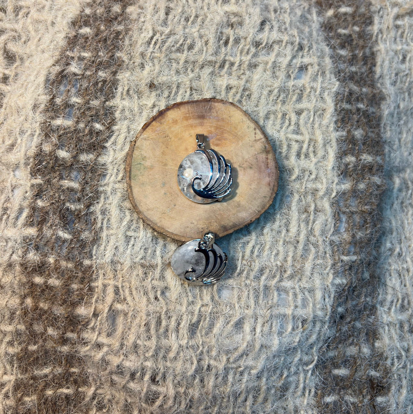 Clear Quartz crystal peacock necklace for Crown Chakra activation and spiritual awareness