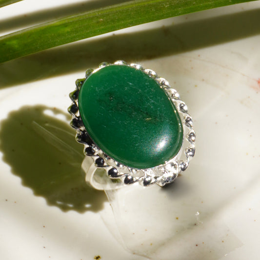 Real Green Jade Crystal Ring
