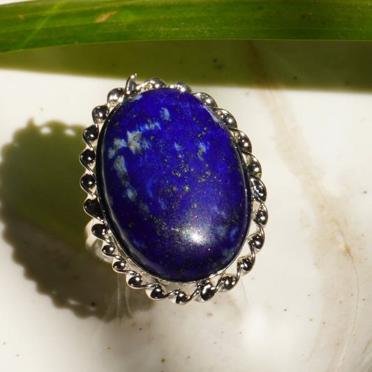 Real Lapis Lazuli Crystal Ring