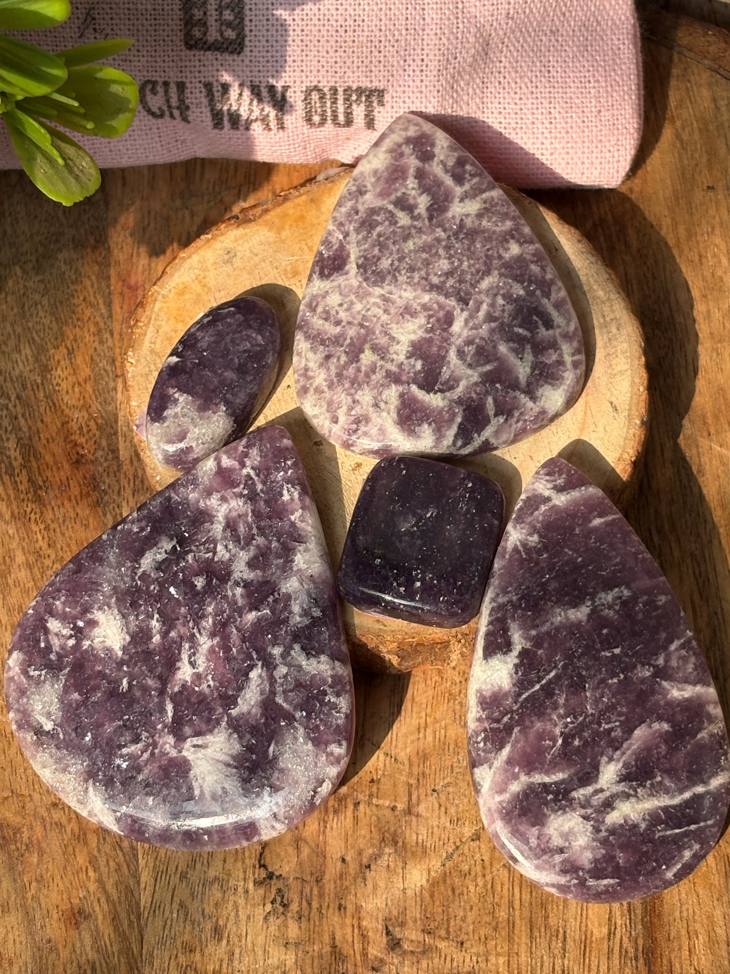 Lepidolite crystal cabochons for jewelry making and crystal crafts