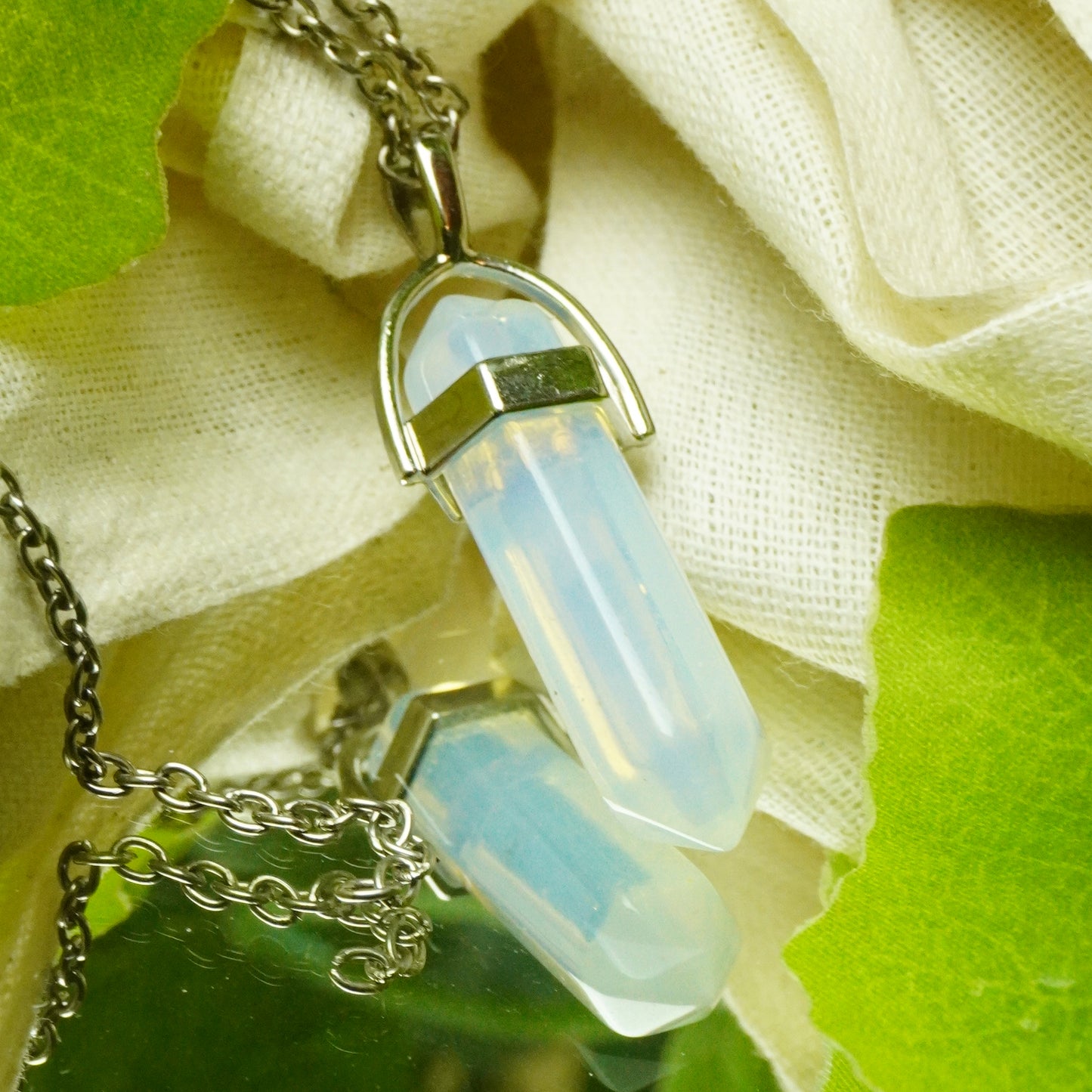 Real Opalite Crystal Point Pendant