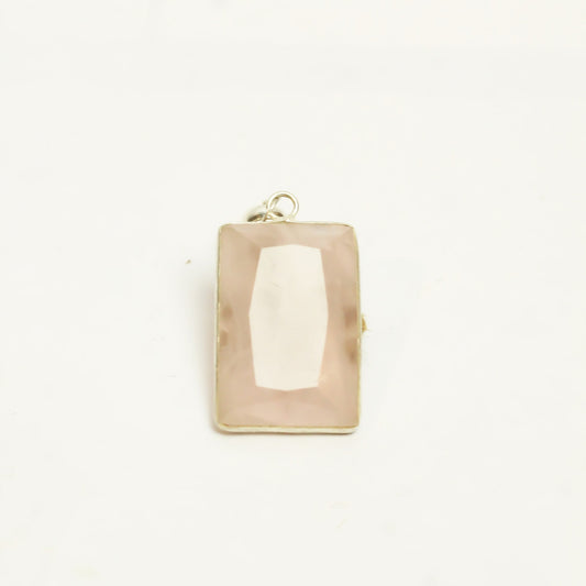 Real Rose Quartz Silver Pendant