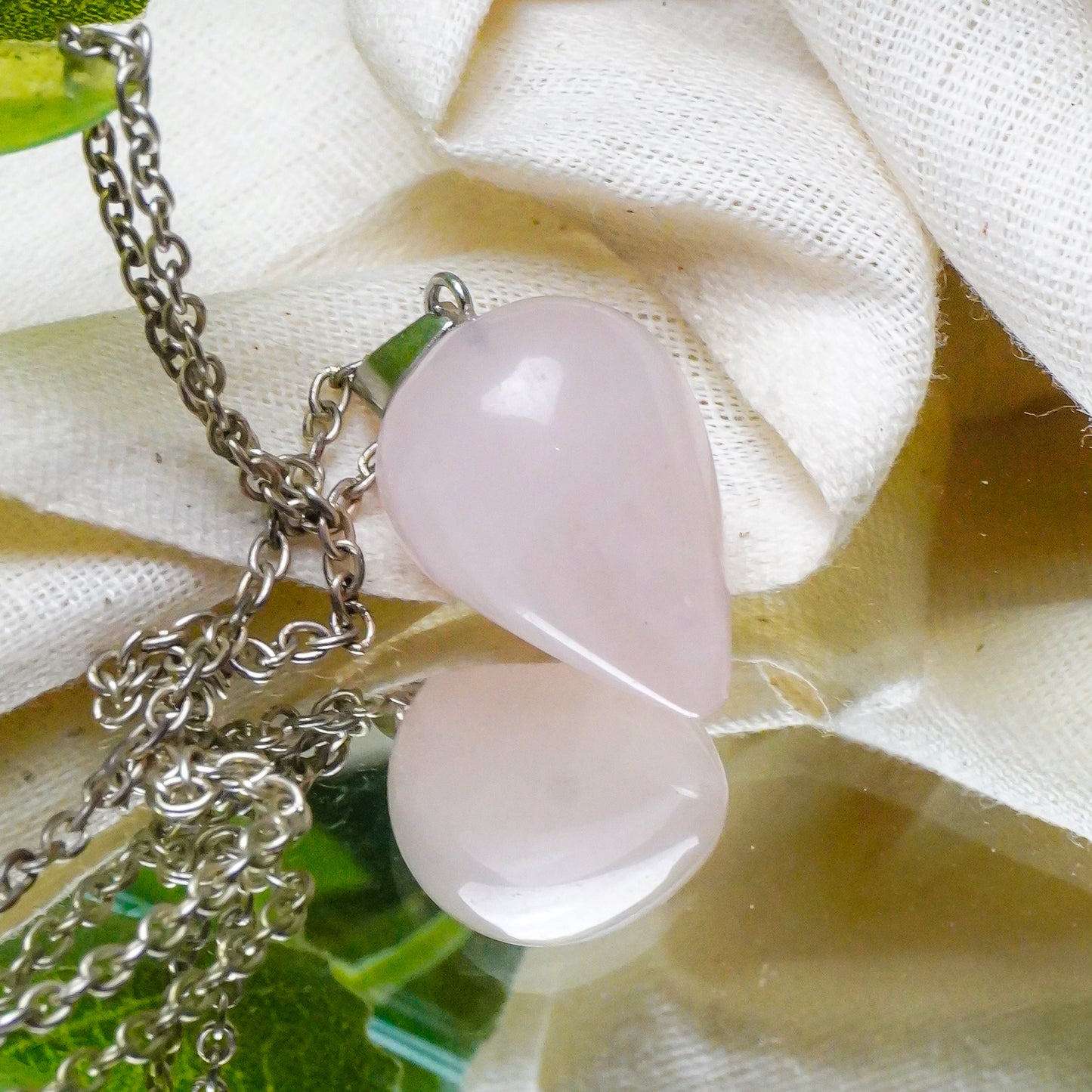 Real Rose Quartz Crystal Drop Pendant