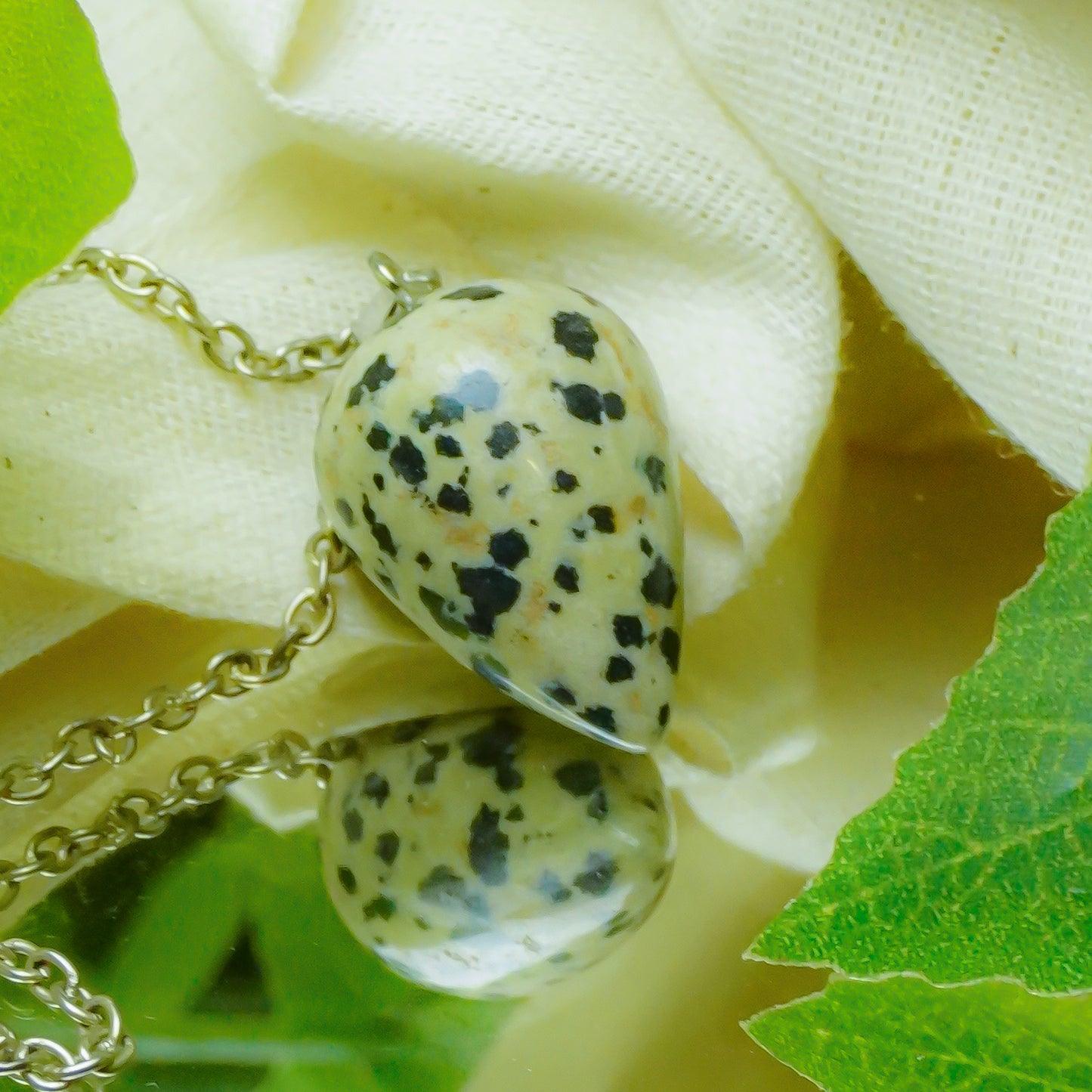 Real Dalmation Jasper Crystal Drop Pendant