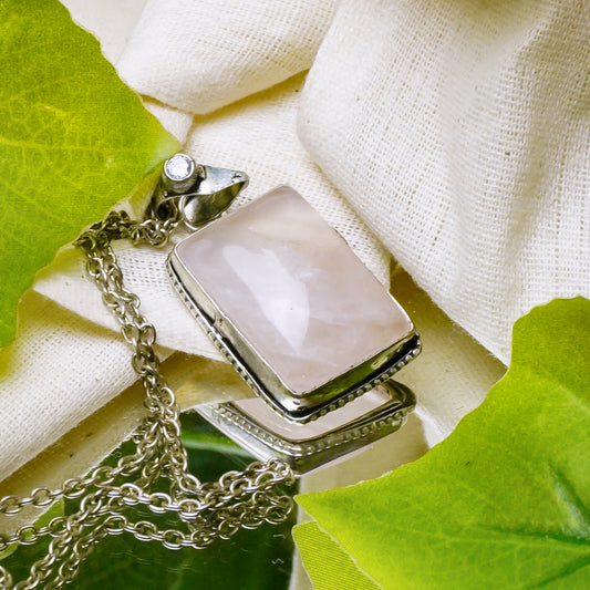 Real Rose Quartz Crystal Fancy Pendant